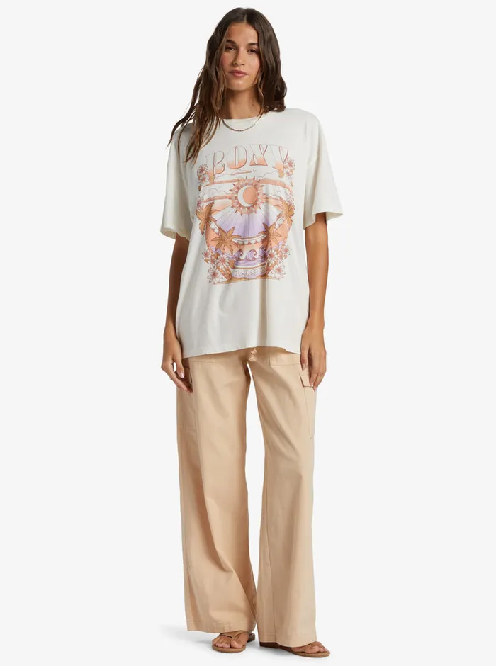 Roxy Tees and Tanks Star Chart Oversized Boyfriend TShirt Egret 8211 Womens