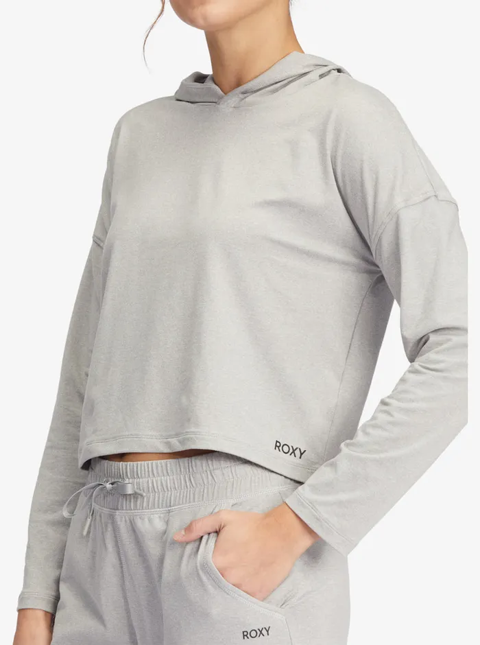 Roxy Tees and Tanks Sun Might Shine Long Sleeve Hooded TShirt Heritage Heather 8211 Womens