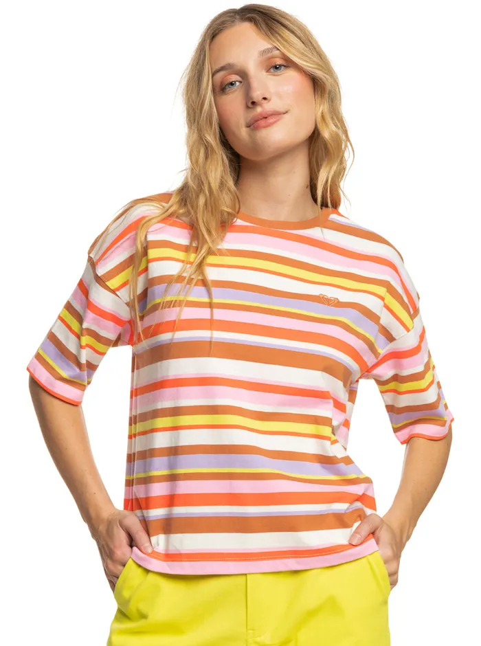 Roxy Tees and Tanks SurfKindKate TShirt Vermillon Sun Struck Stripe 8211 Womens Roxy Tees and Tanks SurfKindKate TShirt Vermillon Sun Struck Stripe 8211 Womens