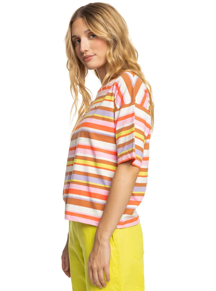 Roxy Tees and Tanks SurfKindKate TShirt Vermillon Sun Struck Stripe 8211 Womens
