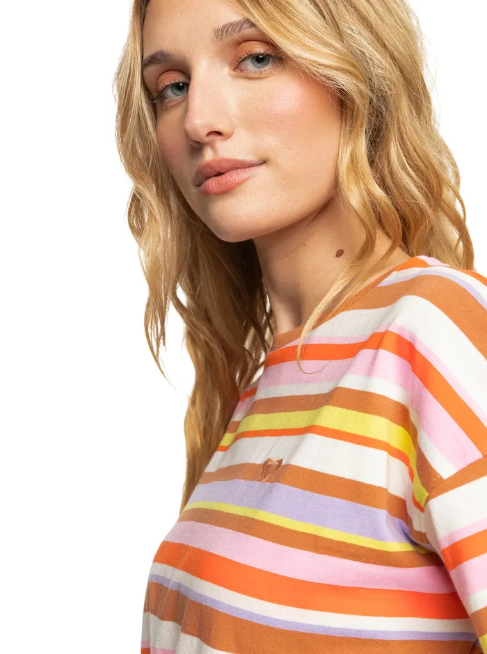 Roxy Tees and Tanks SurfKindKate TShirt Vermillon Sun Struck Stripe 8211 Womens