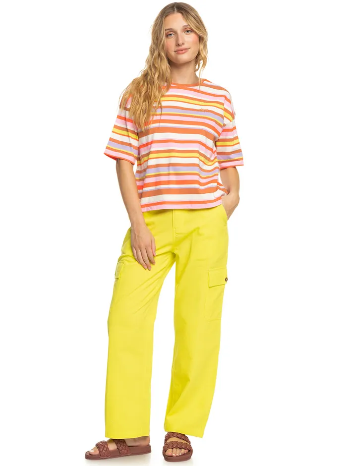 Roxy Tees and Tanks SurfKindKate TShirt Vermillon Sun Struck Stripe 8211 Womens