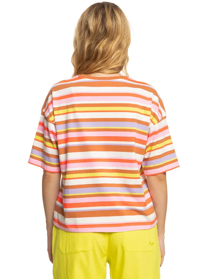 Roxy Tees and Tanks SurfKindKate TShirt Vermillon Sun Struck Stripe 8211 Womens