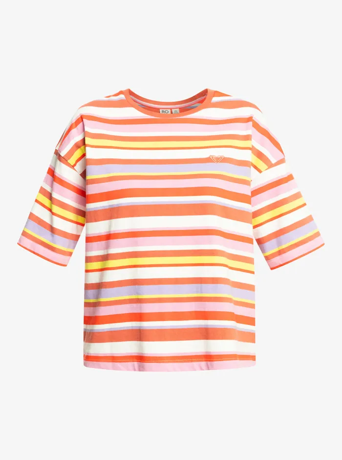 Roxy Tees and Tanks SurfKindKate TShirt Vermillon Sun Struck Stripe 8211 Womens