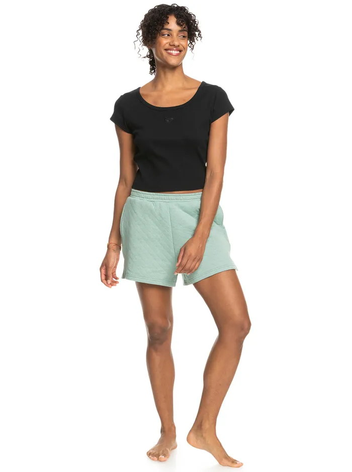 Roxy Tees and Tanks Time For Rib Knit TShirt Anthracite 8211 Womens