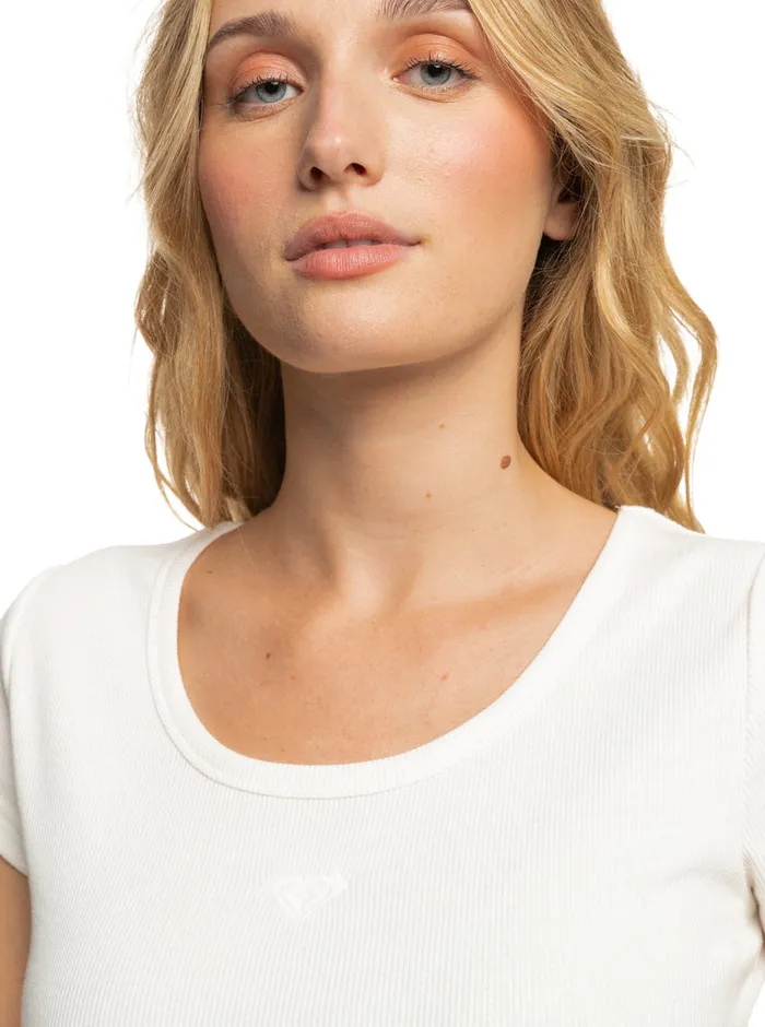 Roxy Tees and Tanks Time For Rib Knit TShirt Snow White 8211 Womens