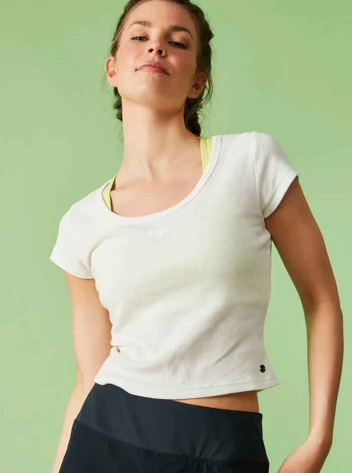 Roxy Tees and Tanks Time For Rib Knit TShirt Snow White 8211 Womens