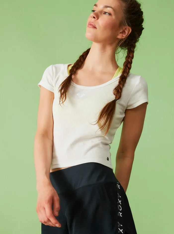 Roxy Tees and Tanks Time For Rib Knit TShirt Snow White 8211 Womens