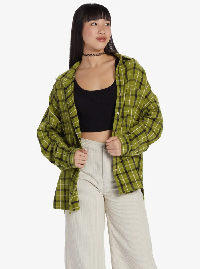 Roxy Tops Chloe Kim Oversized Flannel Shirt Iguana Platz Plaid 8211 Womens