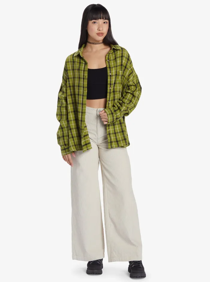 Roxy Tops Chloe Kim Oversized Flannel Shirt Iguana Platz Plaid 8211 Womens