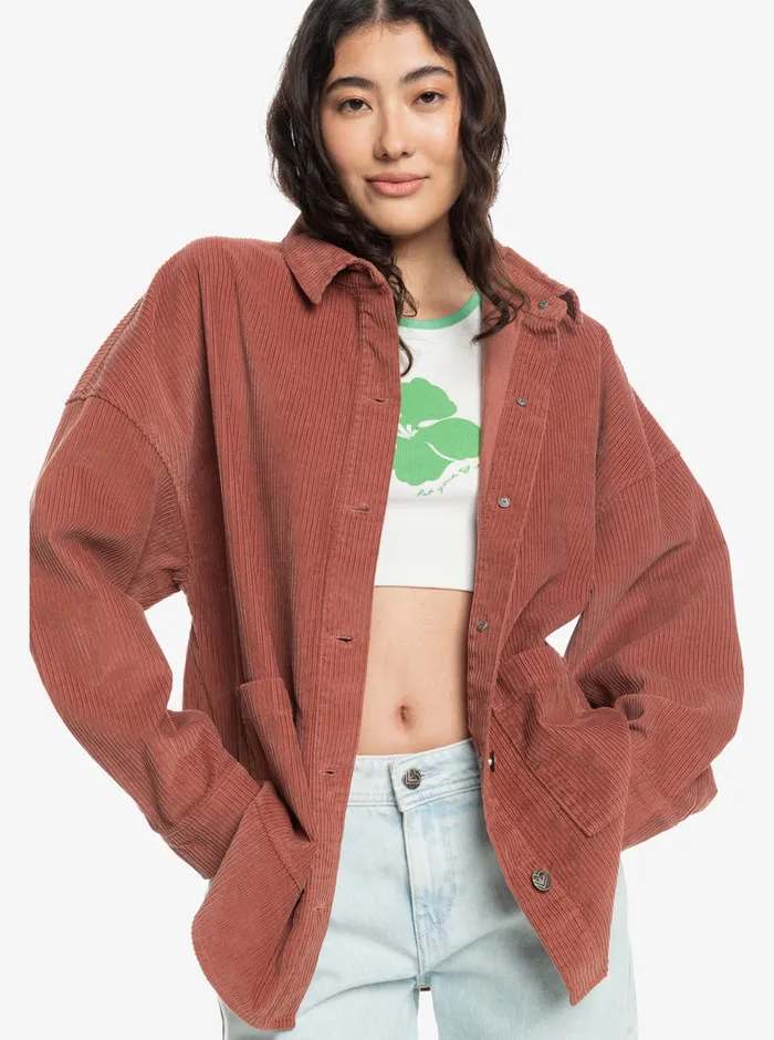 Roxy Tops Kick Back Washed Corduroy Long Sleeve Overshirt Cedar Wood 8211 Womens Roxy Tops Kick Back Washed Corduroy Long Sleeve Overshirt Cedar Wood 8211 Womens