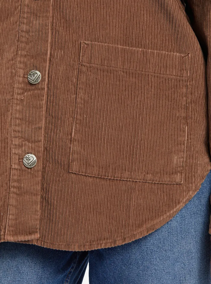Roxy Tops Kick Back Washed Corduroy Long Sleeve Overshirt Sorrel Horse 8211 Womens