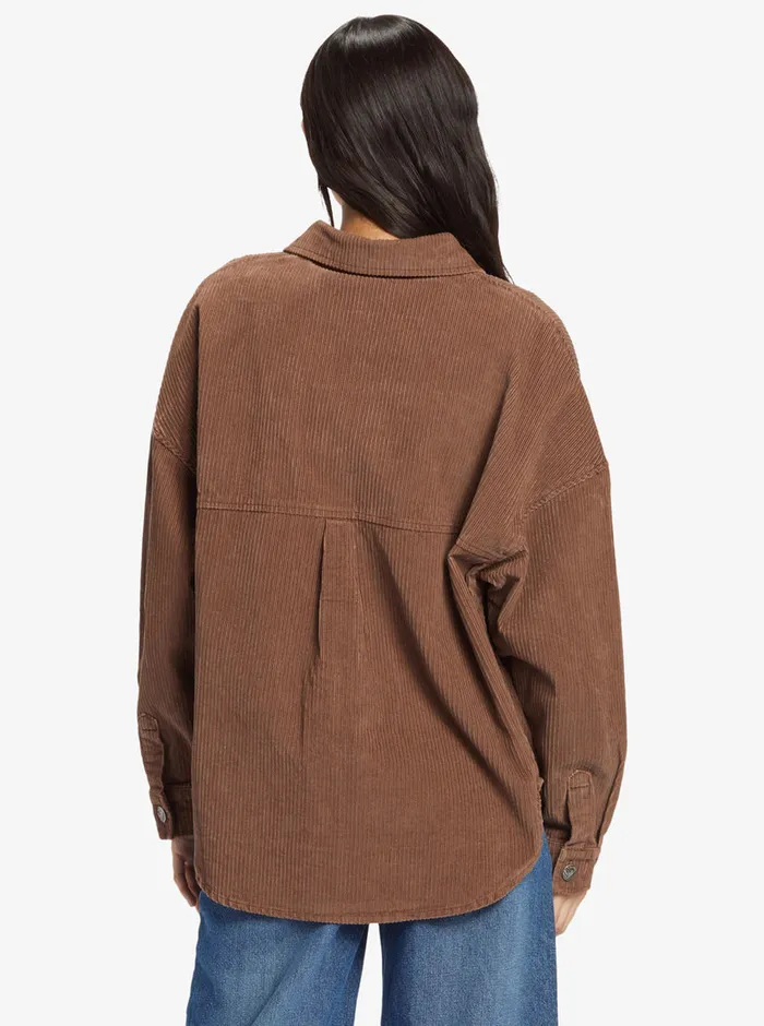 Roxy Tops Kick Back Washed Corduroy Long Sleeve Overshirt Sorrel Horse 8211 Womens