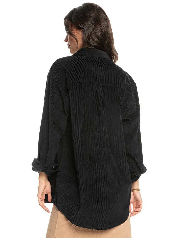 Roxy Tops Let It Go Corduroy Long Sleeve Shirt Anthracite 8211 Womens