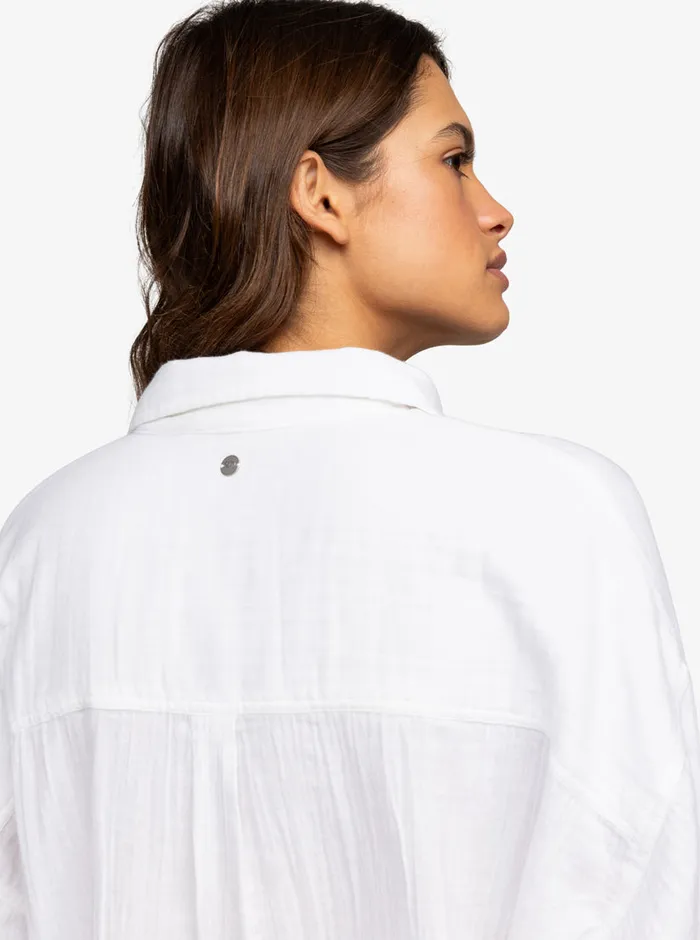 Roxy Tops Morning Time Long Sleeve Shirt Snow White 8211 Womens
