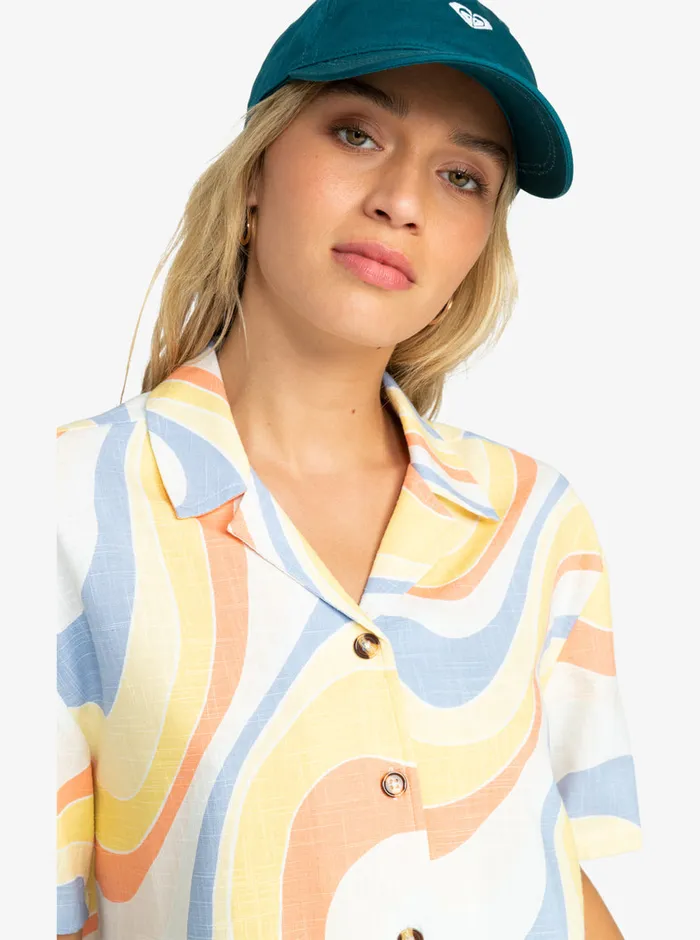 Roxy Tops Rad Days Again Short Sleeve Resort Shirt Tiger Lily Cruz Washed 8211 Womens