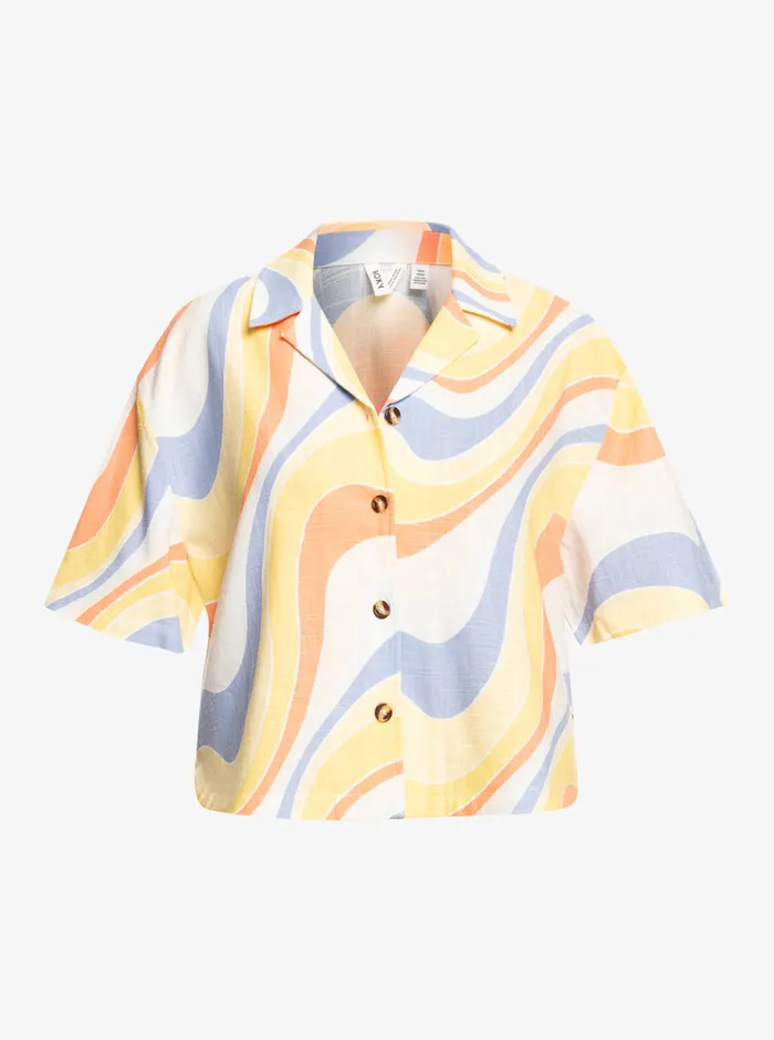 Roxy Tops Rad Days Again Short Sleeve Resort Shirt Tiger Lily Cruz Washed 8211 Womens
