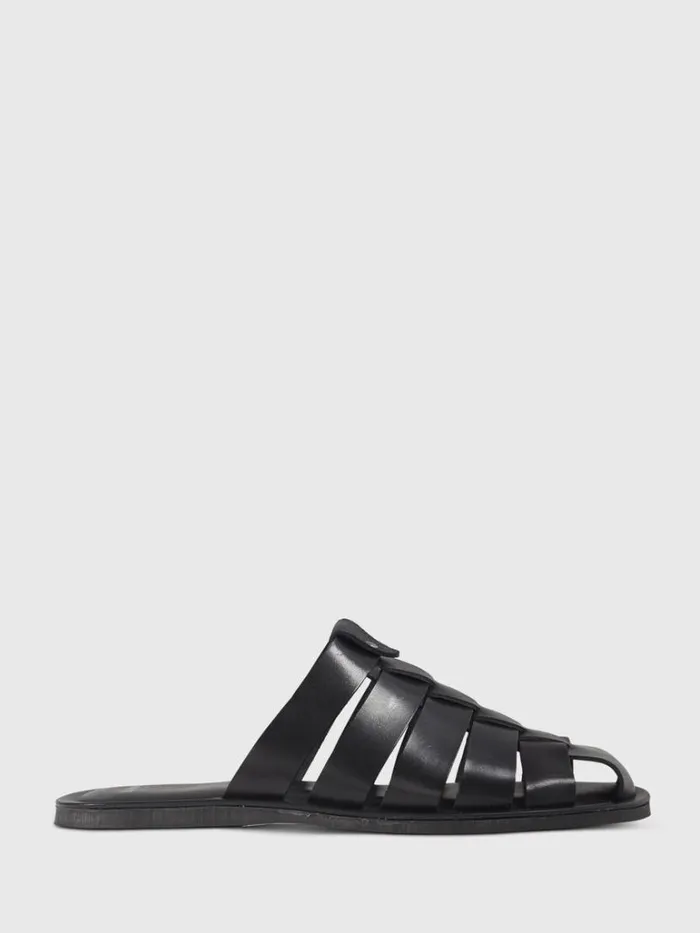 Sandals Mens Paul Stuart Paradiso Leather Fisherman Sandal Black