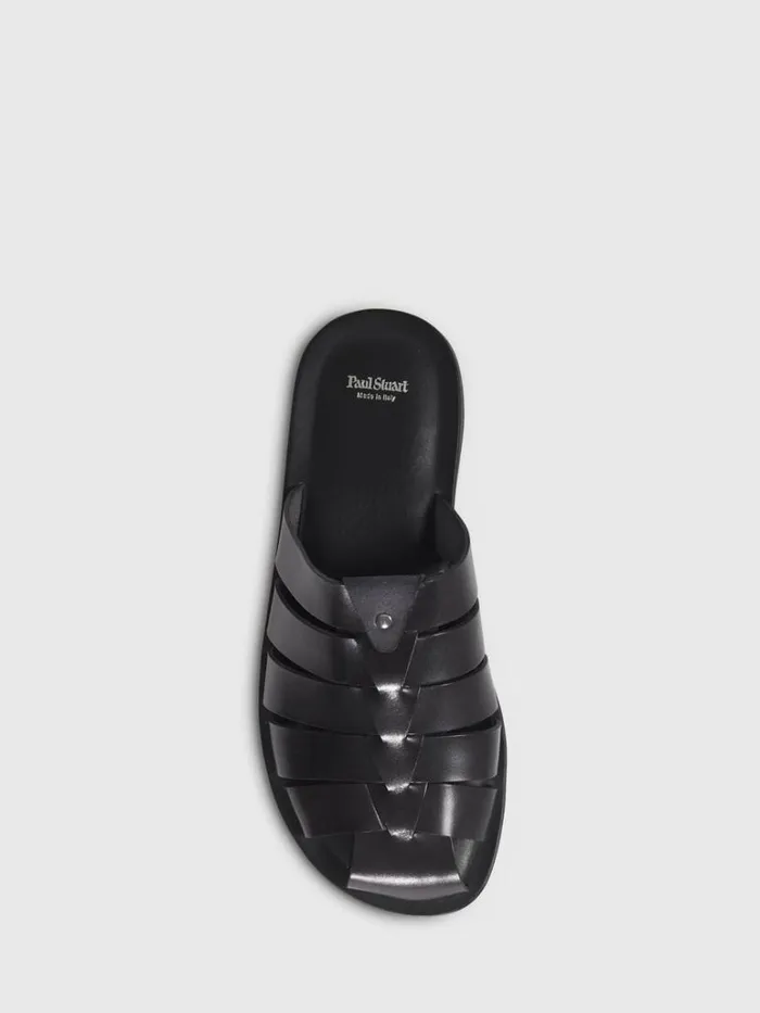Sandals Mens Paul Stuart Paradiso Leather Fisherman Sandal Black