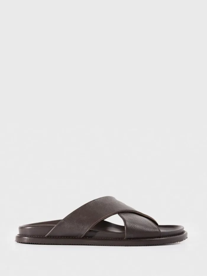 Sandals Mens Paul Stuart Punta Leather Slide Black