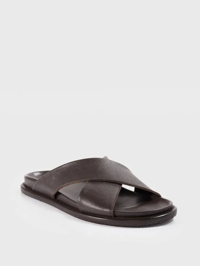 Sandals Mens Paul Stuart Punta Leather Slide Black Sandals Mens Paul Stuart Punta Leather Slide Black