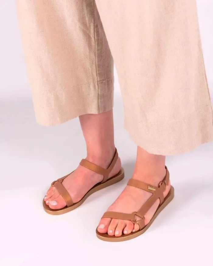 Sandals Women Melissa Sun Downtown Gold Mettalic