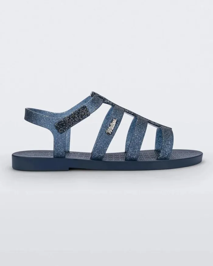 Sandals Women Melissa Sun Rodeo Blueblue Glitter Silver
