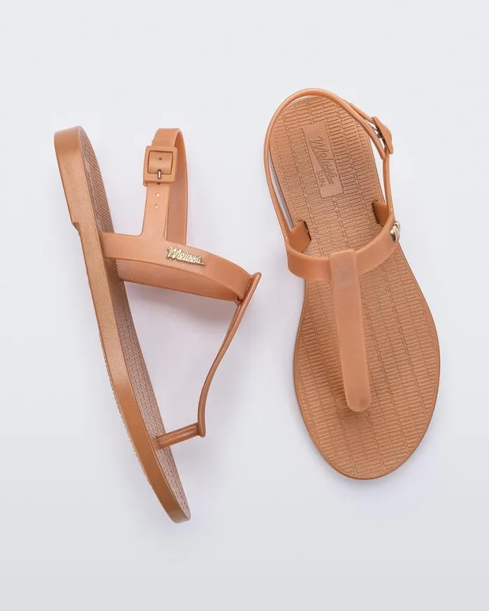Sandals Women Melissa Sun Ventura Beige Metallic