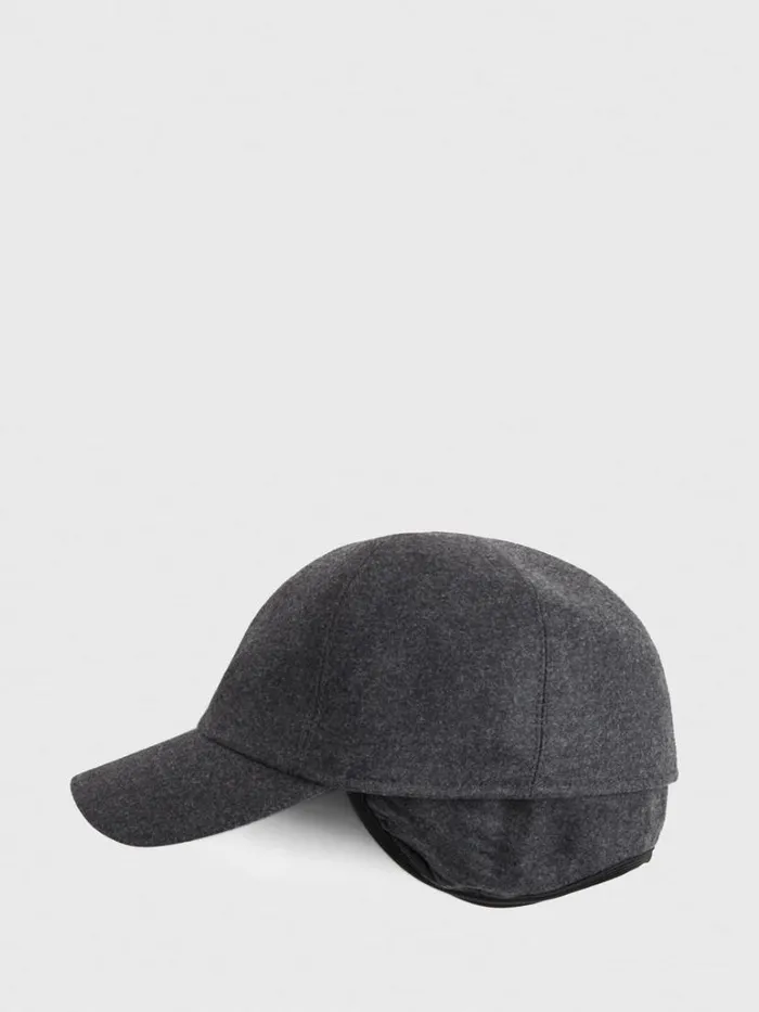 Scarves Hats Gloves Mens Paul Stuart Baseball Cap With Ear Flaps Black
