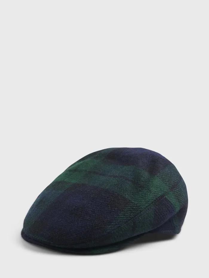 Scarves Hats Gloves Mens Paul Stuart Black Watch Tartan Cap Navy