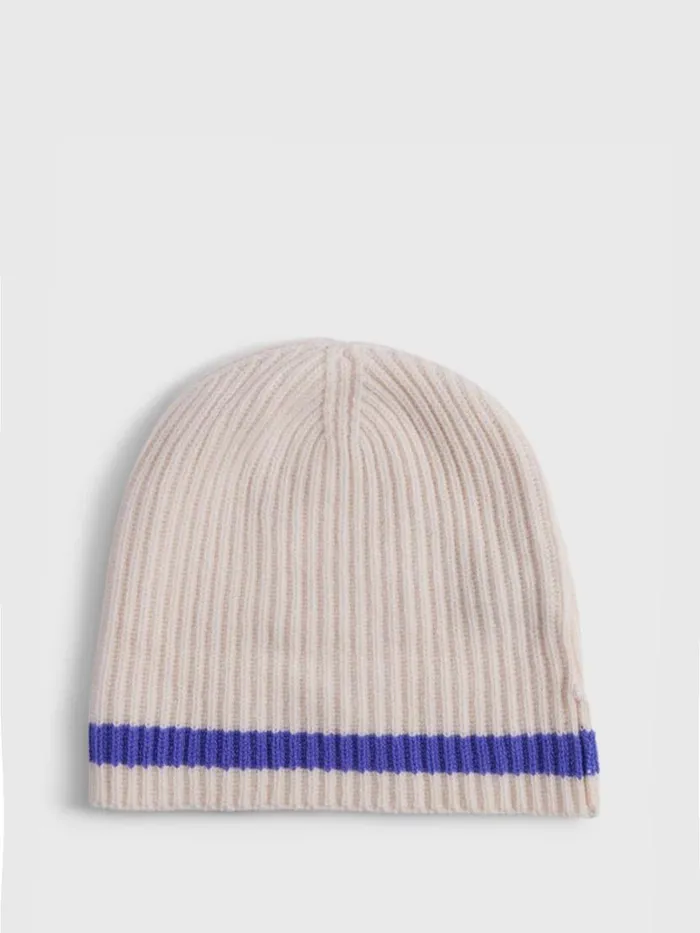 Scarves Hats Gloves Mens Paul Stuart Contrast Stripe Cashmere Hat Blue
