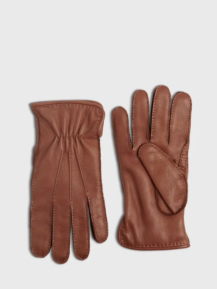Scarves Hats Gloves Mens Paul Stuart Deerskin Leather Glove With Cashmere Lining Gold