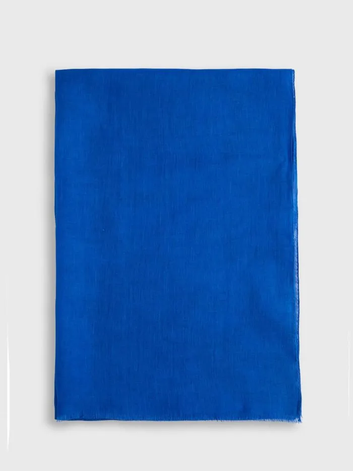 Scarves Hats Gloves Mens Paul Stuart Linen Scarf Bright Blue
