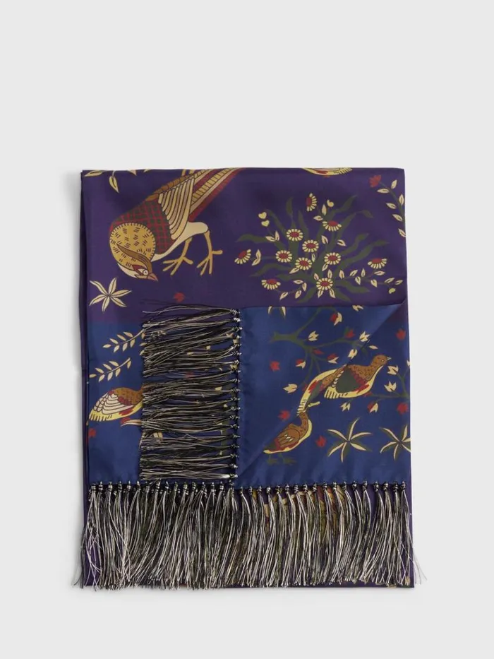 Scarves Hats Gloves Mens Paul Stuart Silk Bird Of Paradise Scarf Purpleblue