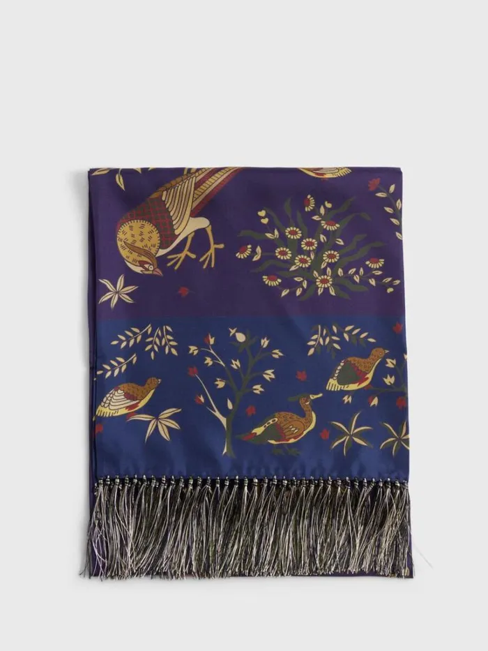 Scarves Hats Gloves Mens Paul Stuart Silk Bird Of Paradise Scarf Purpleblue
