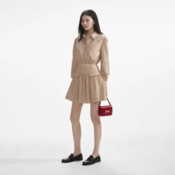 Self Portrait Bottoms Beige Cotton Embellished Mini Skirt 8211 Women Self Portrait Bottoms Beige Cotton Embellished Mini Skirt 8211 Women