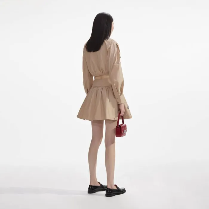 Self Portrait Bottoms Beige Cotton Embellished Mini Skirt 8211 Women Self Portrait Bottoms Beige Cotton Embellished Mini Skirt 8211 Women