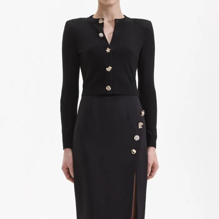 Self Portrait Bottoms Black Crepe Midi Skirt 8211 Women Self Portrait Bottoms Black Crepe Midi Skirt 8211 Women