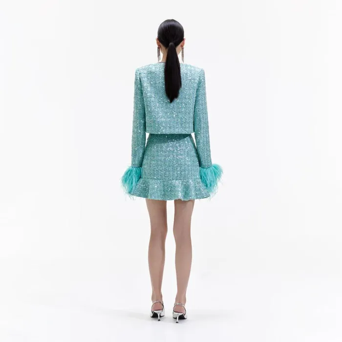 Self Portrait Bottoms Blue Boucle Mini Skirt 8211 Women Self Portrait Bottoms Blue Boucle Mini Skirt 8211 Women