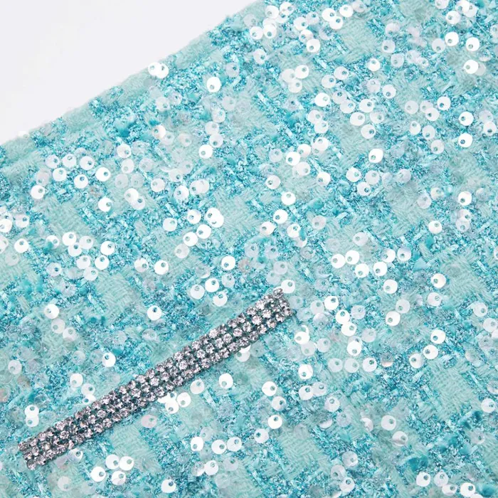 Self Portrait Bottoms Blue Boucle Mini Skirt 8211 Women Self Portrait Bottoms Blue Boucle Mini Skirt 8211 Women