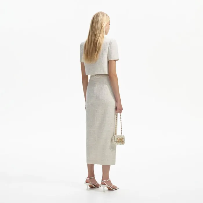 Self Portrait Bottoms Cream Boucle Midi Skirt 8211 Women Self Portrait Bottoms Cream Boucle Midi Skirt 8211 Women