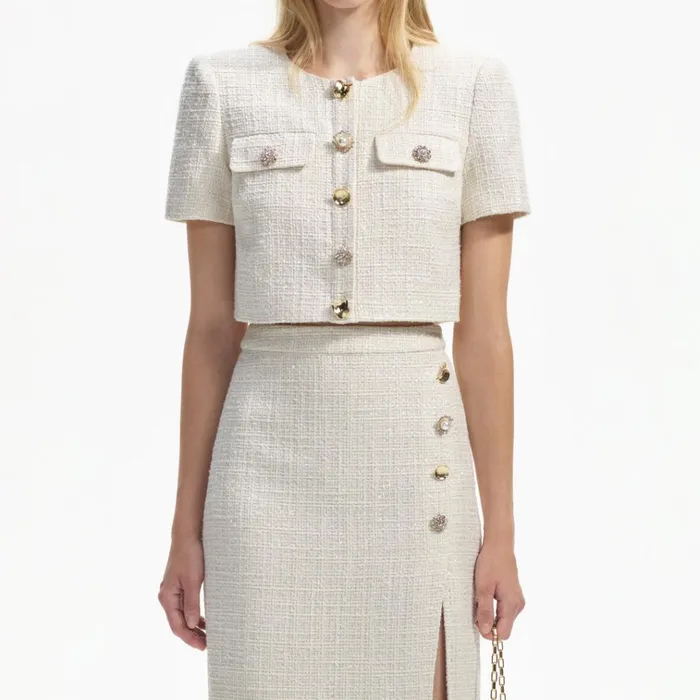 Self Portrait Bottoms Cream Boucle Midi Skirt 8211 Women Self Portrait Bottoms Cream Boucle Midi Skirt 8211 Women