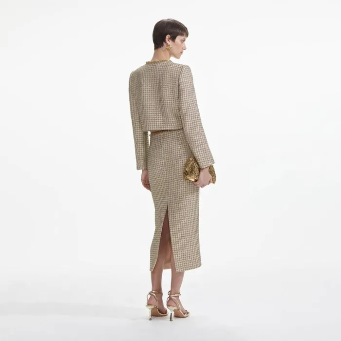 Self Portrait Bottoms Gold Boucle Midi Skirt 8211 Women Self Portrait Bottoms Gold Boucle Midi Skirt 8211 Women