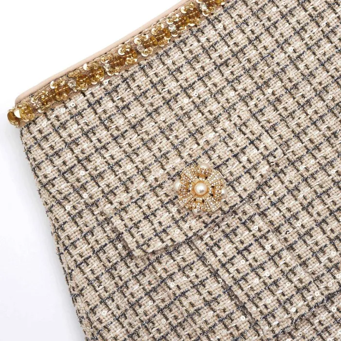 Self Portrait Bottoms Gold Boucle Midi Skirt 8211 Women Self Portrait Bottoms Gold Boucle Midi Skirt 8211 Women
