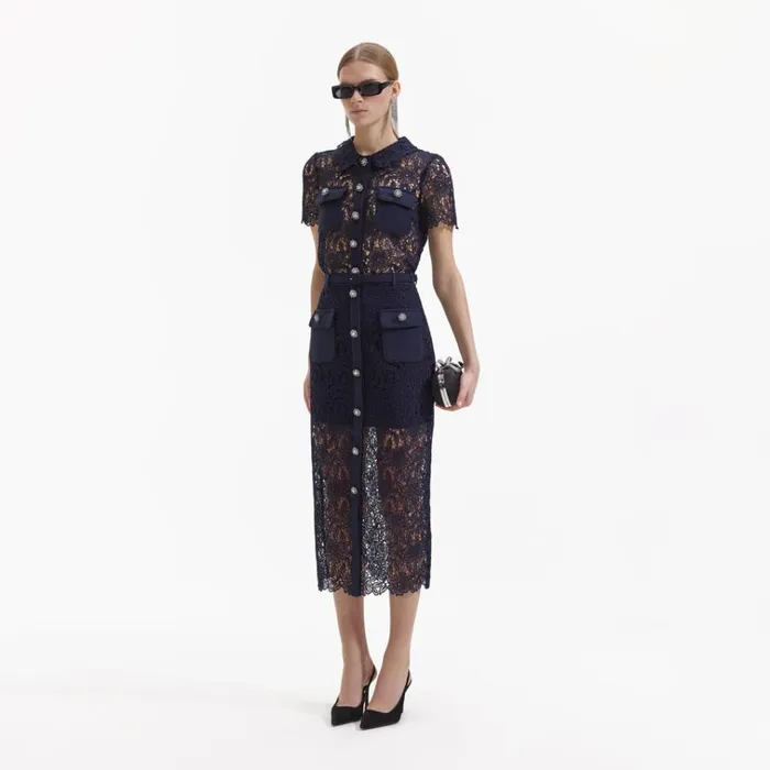 Self Portrait Bottoms Navy Guipure Lace Midi Skirt 8211 Women Self Portrait Bottoms Navy Guipure Lace Midi Skirt 8211 Women