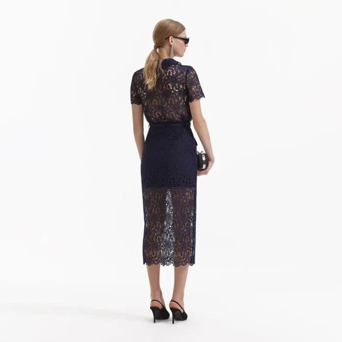 Self Portrait Bottoms Navy Guipure Lace Midi Skirt 8211 Women Self Portrait Bottoms Navy Guipure Lace Midi Skirt 8211 Women