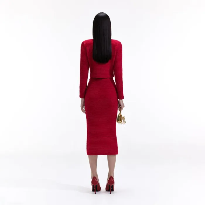 Self Portrait Bottoms Red Knit Midi Skirt 8211 Women Self Portrait Bottoms Red Knit Midi Skirt 8211 Women