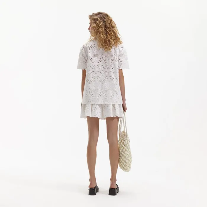 Self Portrait Bottoms White Cotton Embroidery Shorts 8211 Women Self Portrait Bottoms White Cotton Embroidery Shorts 8211 Women