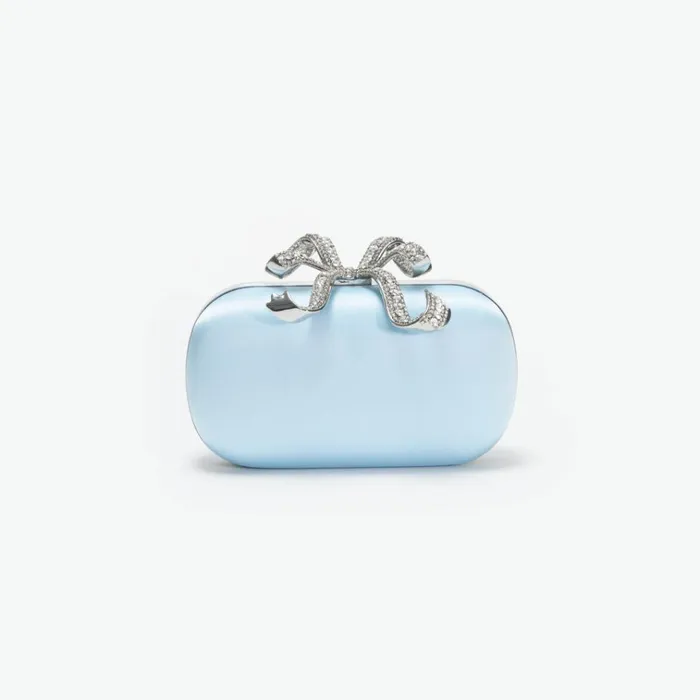 Self Portrait Clutch Bags Blue Satin Bow Clutch 8211 Women