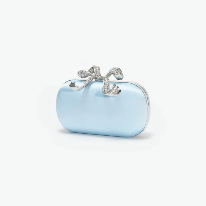 Self Portrait Clutch Bags Blue Satin Bow Clutch 8211 Women Self Portrait Clutch Bags Blue Satin Bow Clutch 8211 Women